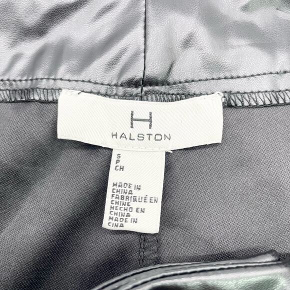 H Halston Faux Leather Pants Women Small Straight Leg Corporate Goth Grunge - Picture 8 of 9